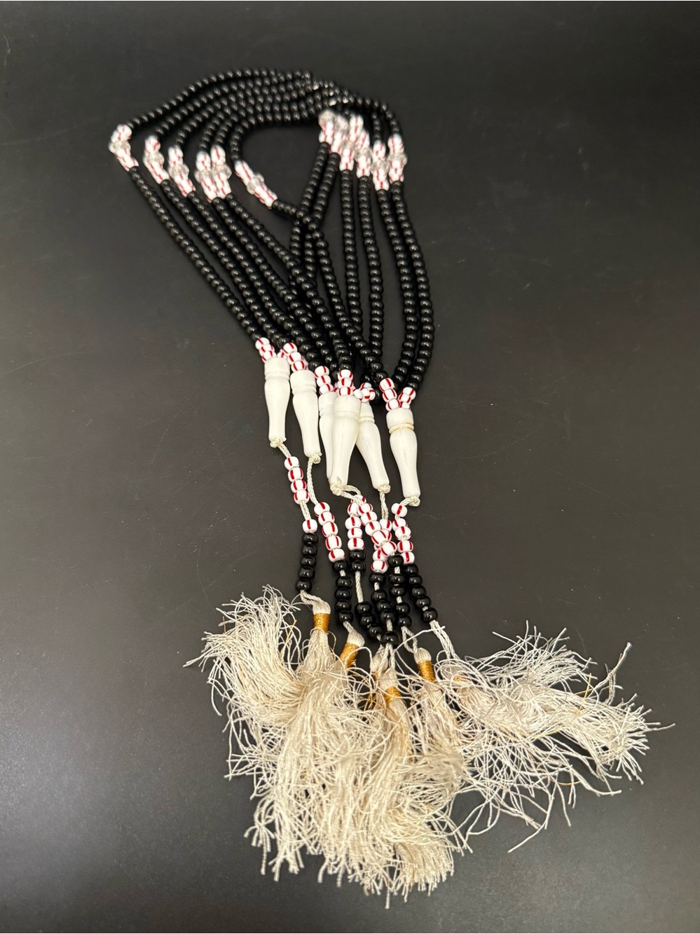 Lot 6 Black & White with Red 5mm Seed Beads Tasbih/Misbaha Mala Prayer Beads